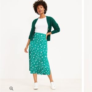 LOFT - Petite Heart Bias Midi Skirt XL